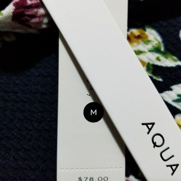 AQUA Floral Print Textured Ruffle-Hem Dress - Picture 3 of 4